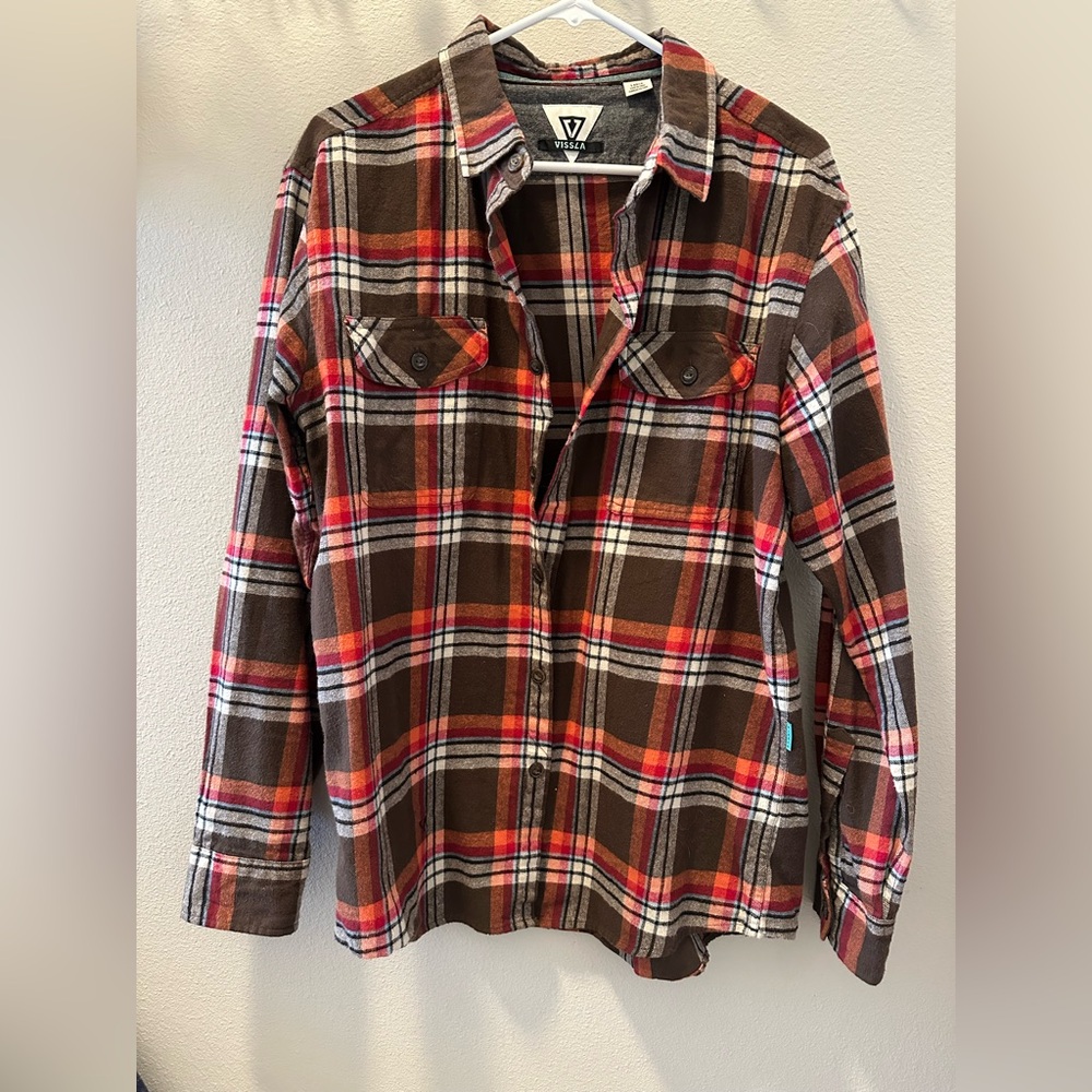 Plaid men’s Shirt - Brown and Red